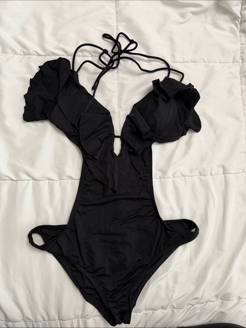 Victoria’s Secret Black Ruffle One-Piece Swimsuit